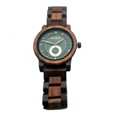 Montre en bois de chacate preto pour homme, cadran vert Montre en bois de chacate preto pour homme, cadran vert
