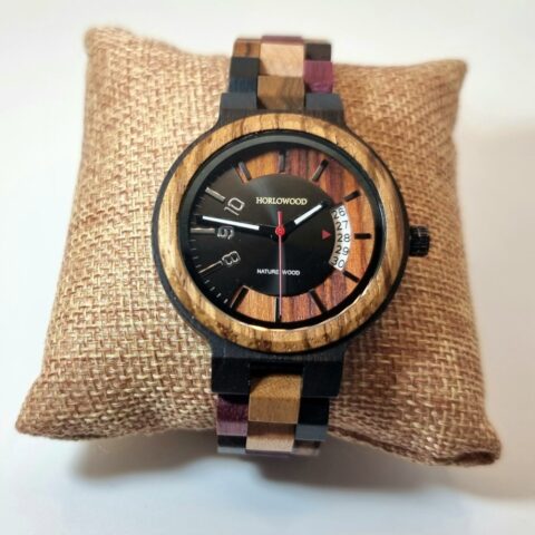 Montre en bois pour femme - Bracelet multicolore
