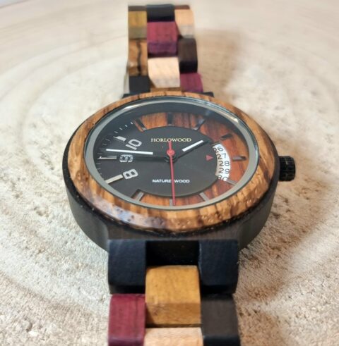 Montre en bois pour femme - Bracelet multicolore